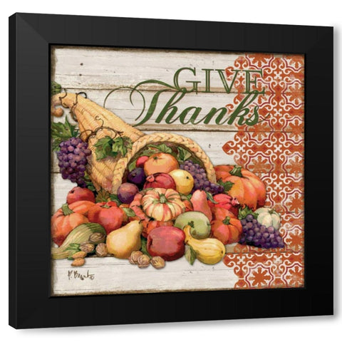 Give Thanks I Black Modern Wood Framed Art Print by Brent, Paul