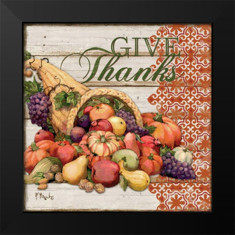 Give Thanks I Black Modern Wood Framed Art Print by Brent, Paul
