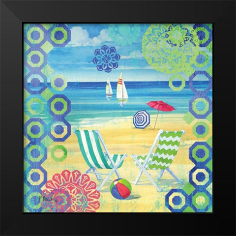 Geo Beach I Black Modern Wood Framed Art Print by Brent, Paul
