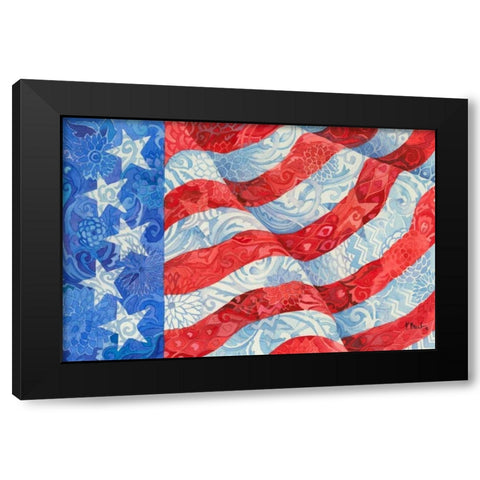 Spangled Stars and Stripes Black Modern Wood Framed Art Print with Double Matting by Brent, Paul