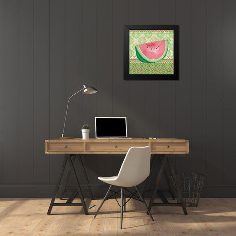 Fruit Ikat II Black Modern Wood Framed Art Print by Brent, Paul