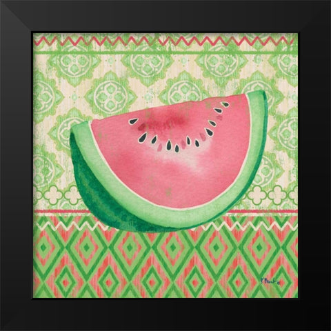 Fruit Ikat II Black Modern Wood Framed Art Print by Brent, Paul