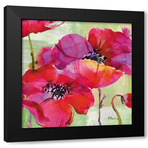 Amalfi Poppies Black Modern Wood Framed Art Print with Double Matting by Brent, Paul