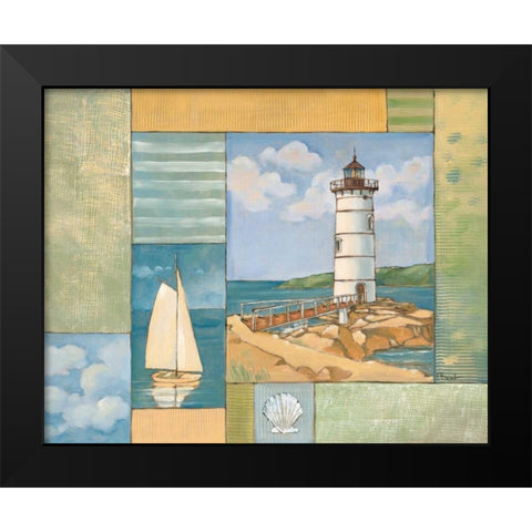 Lighthouse Collage II Black Modern Wood Framed Art Print by Brent, Paul