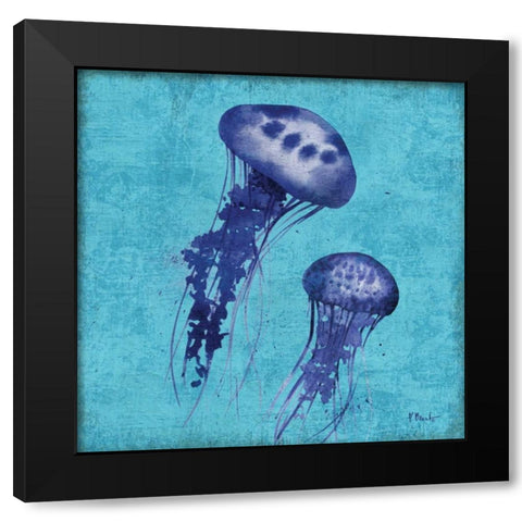 Indigo Jellyfish I Black Modern Wood Framed Art Print by Brent, Paul