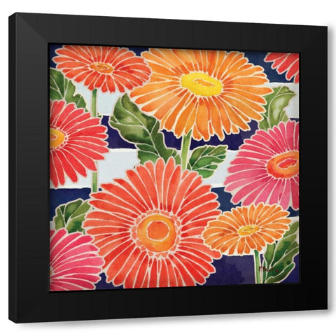 Gerbera Daisy Garden I Black Modern Wood Framed Art Print with Double Matting by Brent, Paul