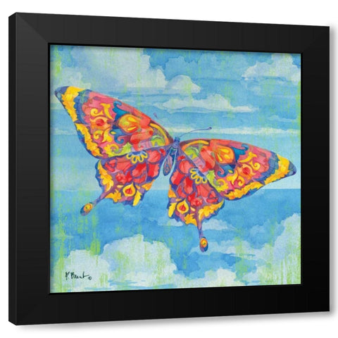 Wild Blue Butterfly Black Modern Wood Framed Art Print with Double Matting by Brent, Paul