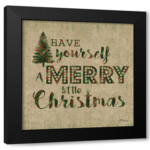 Tartan Holiday Phrase I Black Modern Wood Framed Art Print with Double Matting by Brent, Paul