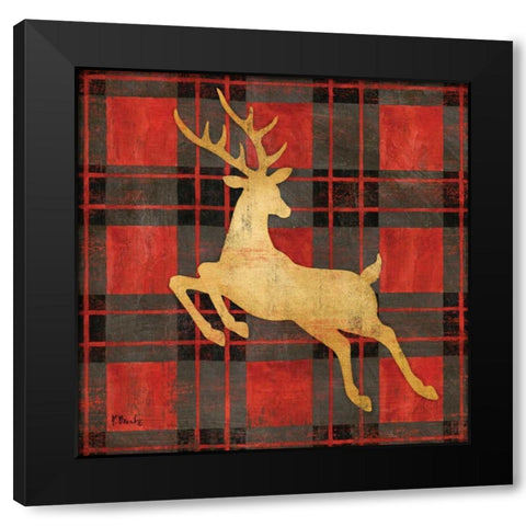 Buffalo Check Reindeer II Black Modern Wood Framed Art Print with Double Matting by Brent, Paul