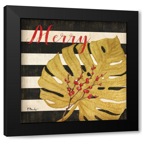 Holiday Palm Leaf II Black Modern Wood Framed Art Print with Double Matting by Brent, Paul