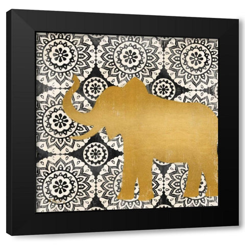 Boho Elephant II Black Modern Wood Framed Art Print by Brent, Paul