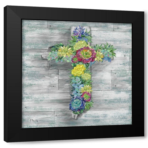Succulent Cross Black Modern Wood Framed Art Print by Brent, Paul