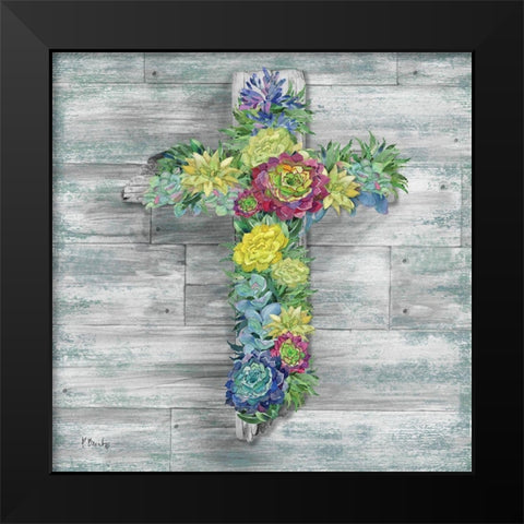 Succulent Cross Black Modern Wood Framed Art Print by Brent, Paul