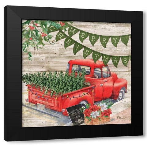Farmhouse Pick-Up Holiday Black Modern Wood Framed Art Print by Brent, Paul