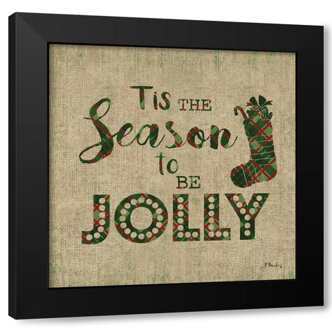 Tartan Holiday Phrase III Black Modern Wood Framed Art Print with Double Matting by Brent, Paul