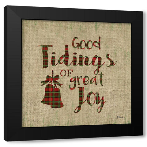 Tartan Holiday Phrase IV Black Modern Wood Framed Art Print by Brent, Paul