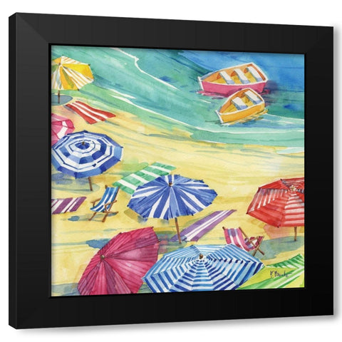 Umbrella Cove I Black Modern Wood Framed Art Print with Double Matting by Brent, Paul