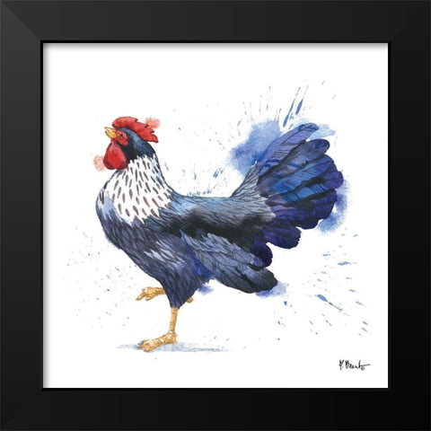 Arianna Rooster II Black Modern Wood Framed Art Print by Brent, Paul