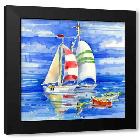 Cape Sailboats II Black Modern Wood Framed Art Print with Double Matting by Brent, Paul
