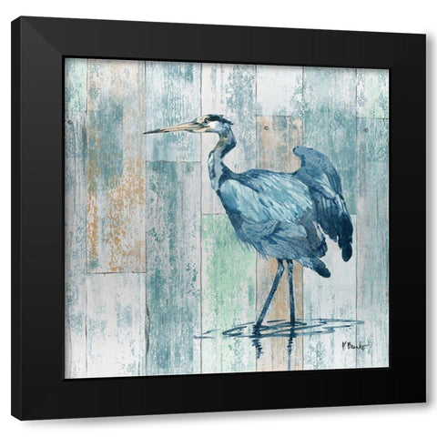 Arianna Blue Heron Black Modern Wood Framed Art Print with Double Matting by Brent, Paul