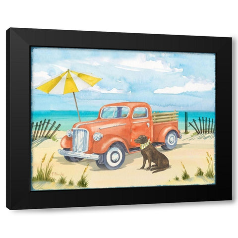 Beach Truck II Black Modern Wood Framed Art Print by Brent, Paul