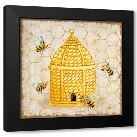 Honeybee Haven II Black Modern Wood Framed Art Print with Double Matting by Brent, Paul