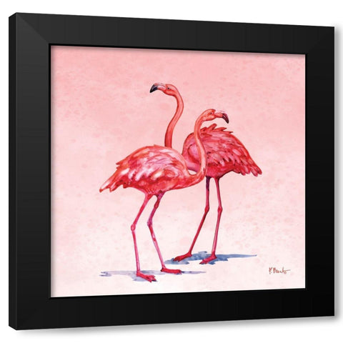 Hilo Flamingos I Black Modern Wood Framed Art Print with Double Matting by Brent, Paul