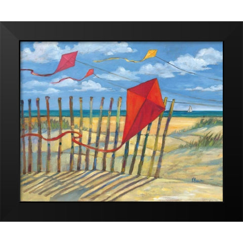 Beach Kites Red Black Modern Wood Framed Art Print by Brent, Paul