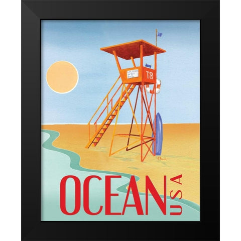 Beach Watch II Black Modern Wood Framed Art Print by Brent, Paul