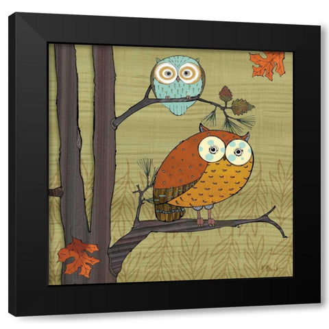 Awesome Owls I Black Modern Wood Framed Art Print by Brent, Paul