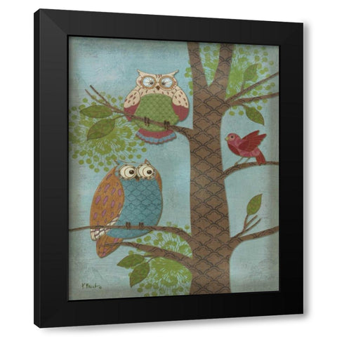 Fantasy Owls Vertical II Black Modern Wood Framed Art Print with Double Matting by Brent, Paul