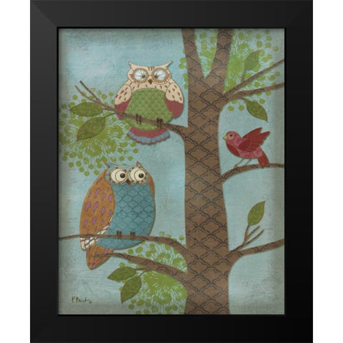 Fantasy Owls Vertical II Black Modern Wood Framed Art Print by Brent, Paul