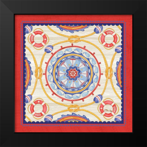 Red Nautical Suzani I Black Modern Wood Framed Art Print by Brent, Paul