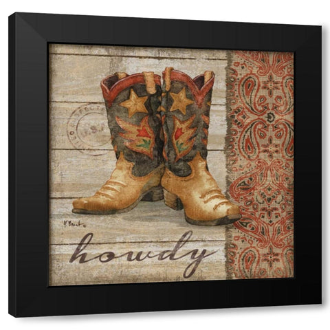 Wild West Boots II Black Modern Wood Framed Art Print by Brent, Paul