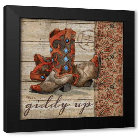 Wild West Boots III Black Modern Wood Framed Art Print with Double Matting by Brent, Paul