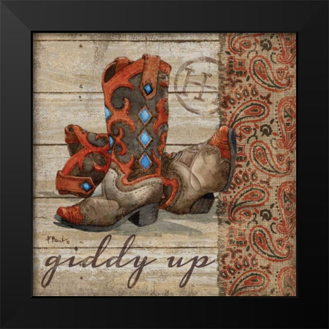 Wild West Boots III Black Modern Wood Framed Art Print by Brent, Paul