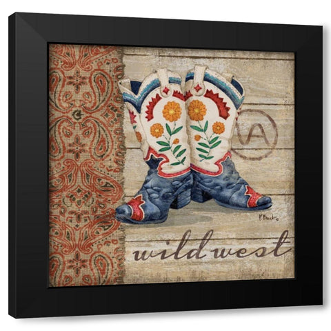 Wild West Boots IV Black Modern Wood Framed Art Print with Double Matting by Brent, Paul