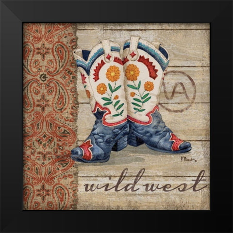 Wild West Boots IV Black Modern Wood Framed Art Print by Brent, Paul