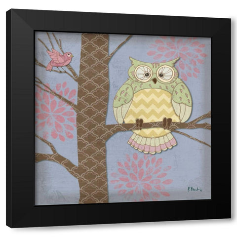 Pastel Fantasy Owls I Black Modern Wood Framed Art Print with Double Matting by Brent, Paul