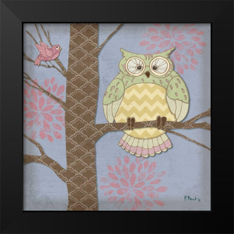 Pastel Fantasy Owls I Black Modern Wood Framed Art Print by Brent, Paul