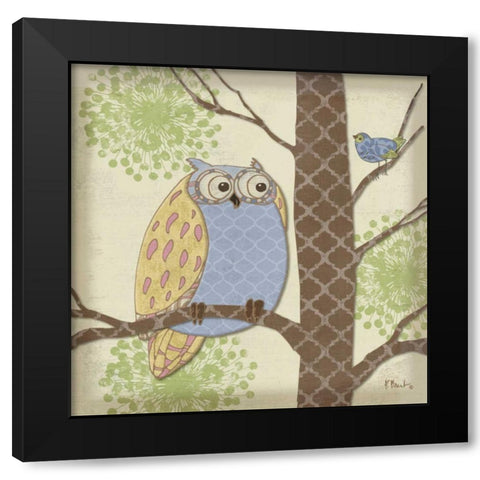 Pastel Fantasy Owls II Black Modern Wood Framed Art Print with Double Matting by Brent, Paul