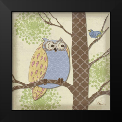 Pastel Fantasy Owls II Black Modern Wood Framed Art Print by Brent, Paul