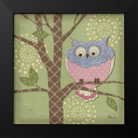 Pastel Fantasy Owls III Black Modern Wood Framed Art Print by Brent, Paul