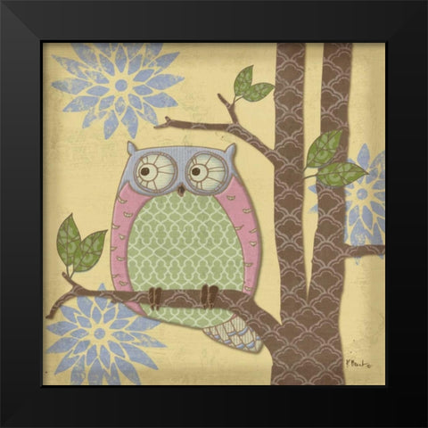 Pastel Fantasy Owls IV Black Modern Wood Framed Art Print by Brent, Paul