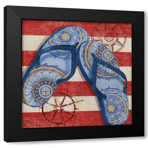 Nautical Flip Flops II Black Modern Wood Framed Art Print by Brent, Paul