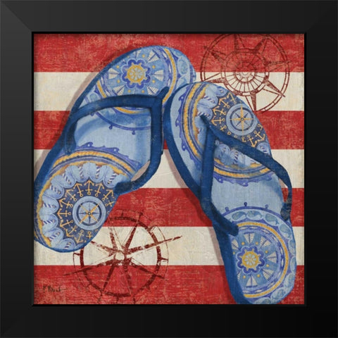 Nautical Flip Flops II Black Modern Wood Framed Art Print by Brent, Paul