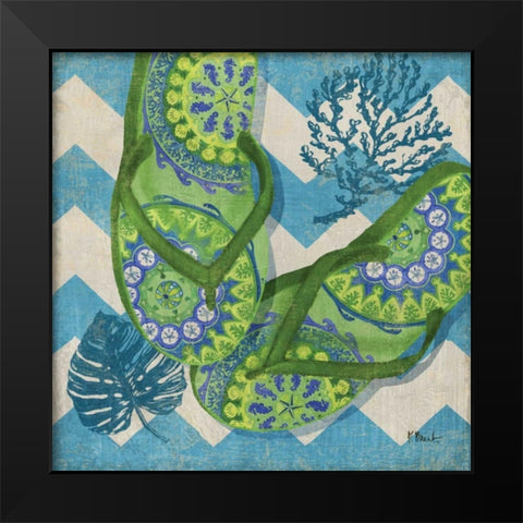 Coastal Flip Flops II Black Modern Wood Framed Art Print by Brent, Paul