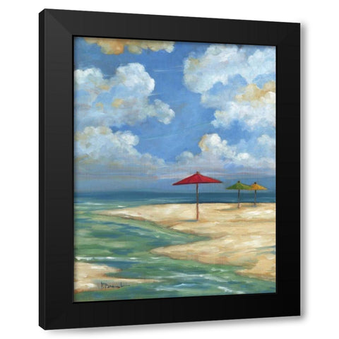 Umbrella Beachscape I Black Modern Wood Framed Art Print with Double Matting by Brent, Paul