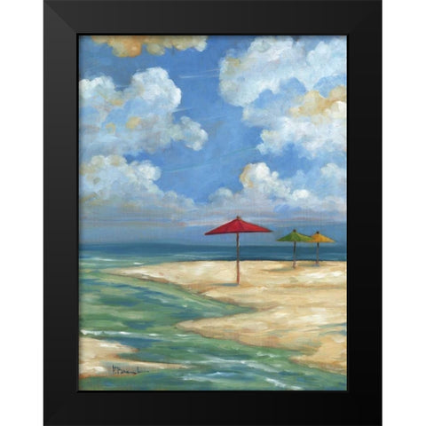 Umbrella Beachscape I Black Modern Wood Framed Art Print by Brent, Paul