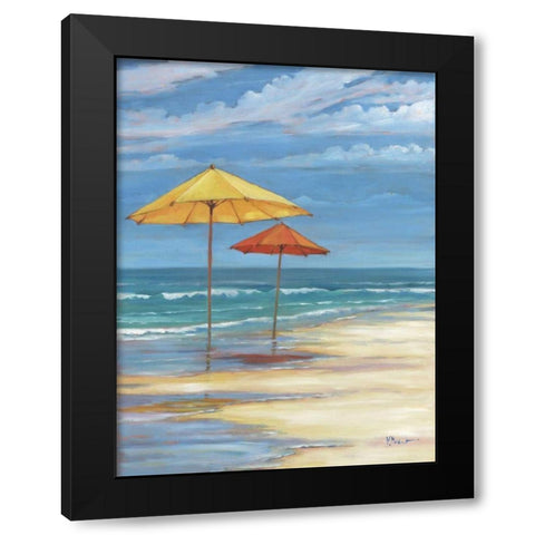 Umbrella Beachscape II Black Modern Wood Framed Art Print by Brent, Paul